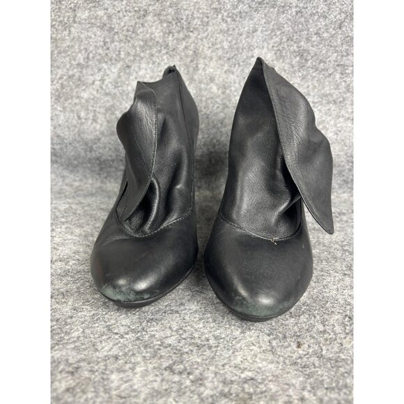 Coach Heels Womens Size 7 Black Mezzanine Foldover Leather Cone Heel Booties - Picture 3 of 11